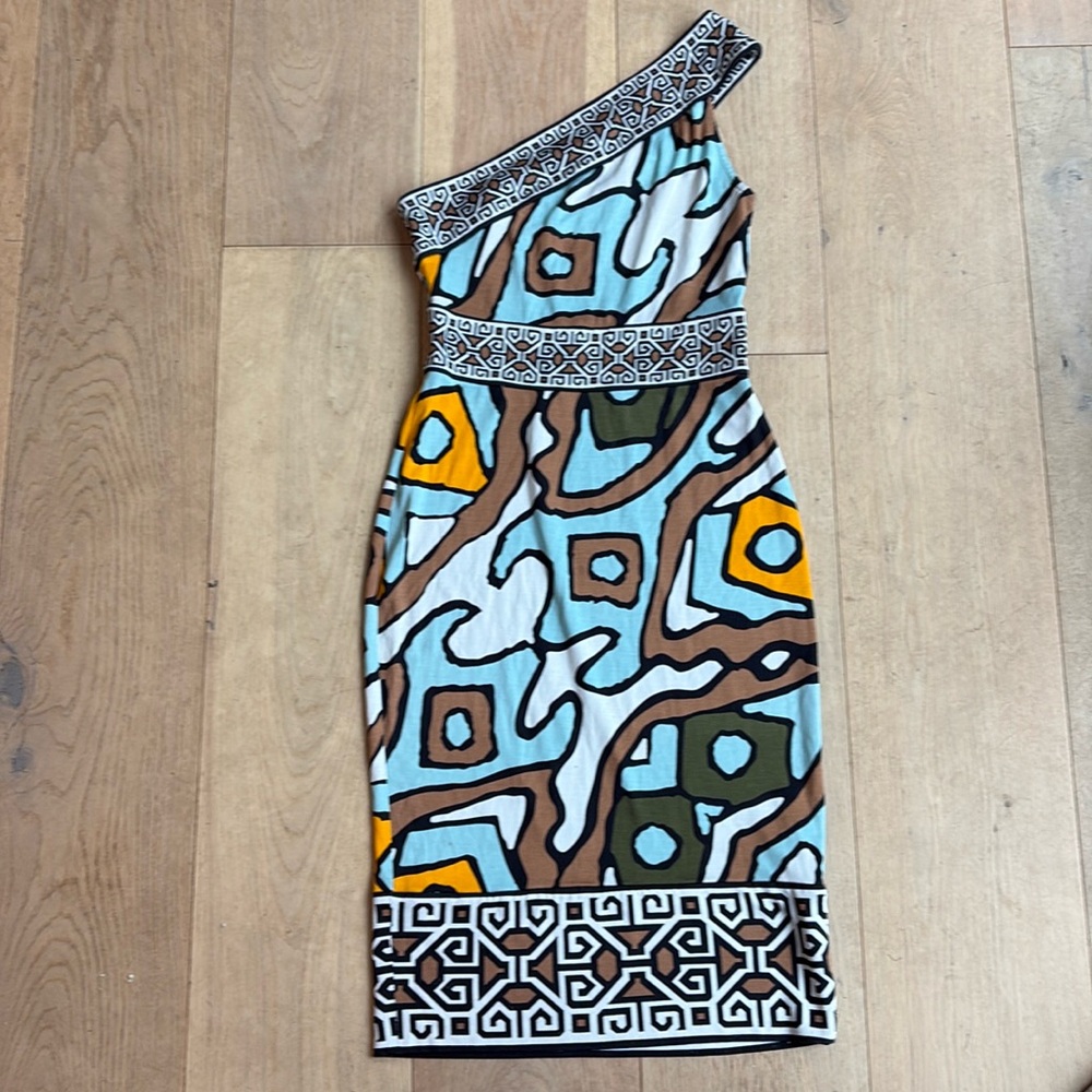 100% silk one shoulder Diane von Furstenberg dress.